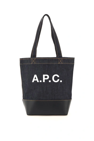 Apc A.p.c. Axel Small Denim Tote Bag In Blu