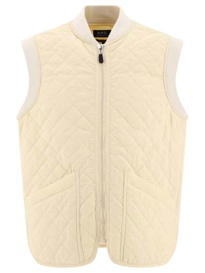 Apc Ivory Cotton Blend Vest In Blanco