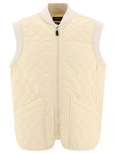 Apc Ivory Cotton Blend Waistcoat In Beige