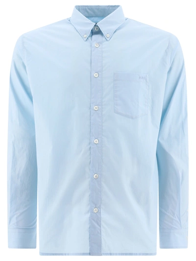 A.p.c. Edouard Buttoned Shirt In Blue