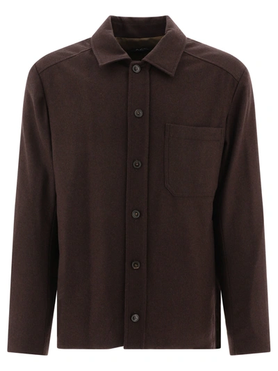 A.p.c. Jasper Long Sleeved Butoned Jacket In Brown