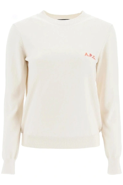 Apc Beige Rose Sweater In White