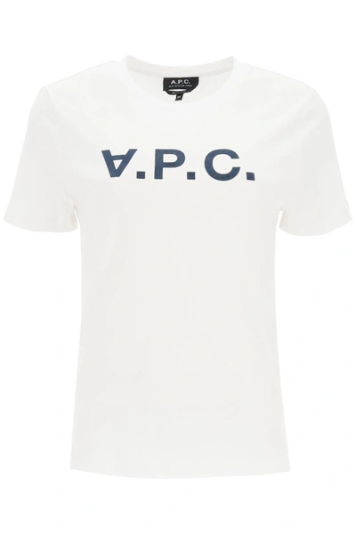 A.p.c. Vpc Logo Flock T Shirt In White