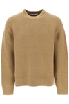 Acne Studios Crew-neck Sweater In Wool And Cotton In Beige