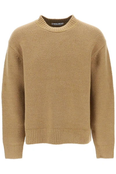 Acne Studios Crew-neck Jumper In Wool And Cotton In Brown
