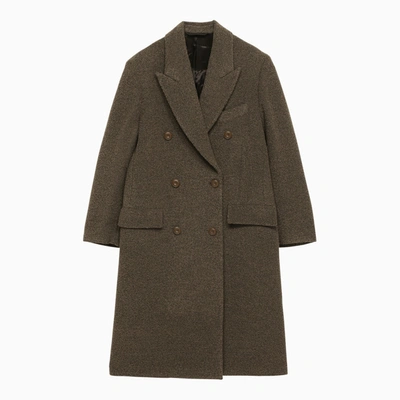 Acne Studios Taupe Grey Wool Double-breasted Coat Women In Beige