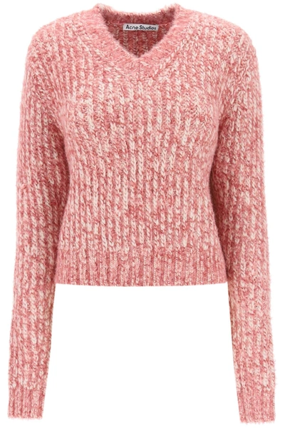 Acne Studios Pink V-neck Sweater In Pink & Purple