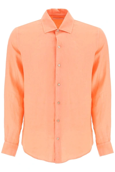 Agnona Linen Button-up Shirt In Orange