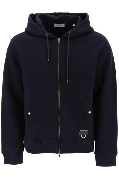 Agnona Cotton And Cashmere Hoodie In Blue