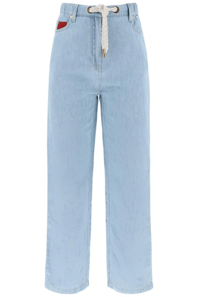 AGNONA AGNONA DRAWSTRING JEANS IN LIGHT DENIM