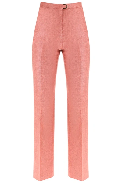 Agnona Silk, Wool And Linen Trousers In Pink