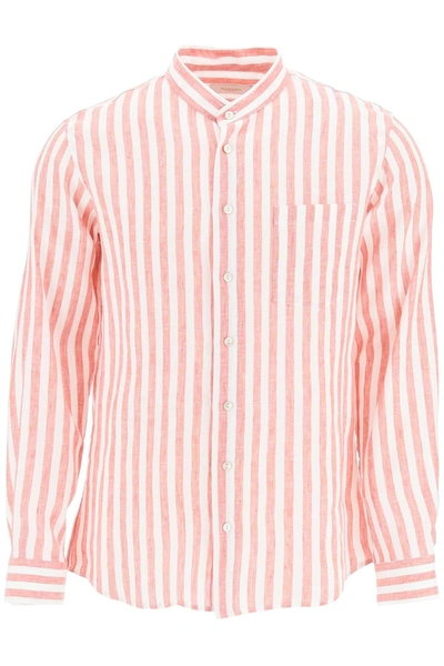 Agnona Striped Linen Shirt In Multi-colored