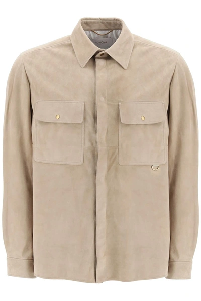 Agnona Suede Overshirt In Beige