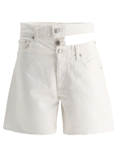 Agolde Broken Waistband Shorts In White