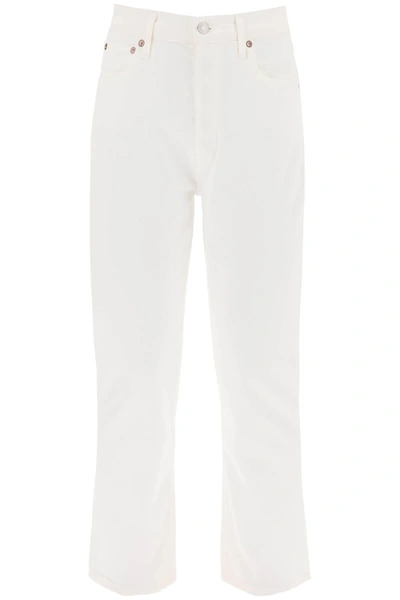 Agolde Riley High-waisted Cropped Jeans In White