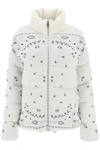 Alanui Woman White And Multicolour Bandana Puffer Jacket