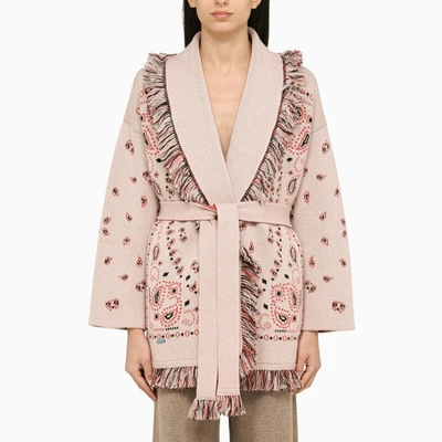 ALANUI ALANUI ICON JACQUARD PINK CARDIGAN