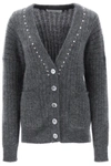ALESSANDRA RICH ALESSANDRA RICH CARDIGAN WITH STUDS AND CRYSTALS