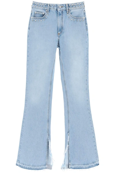 Alessandra Rich Flared Jeans With Studs In Blue