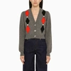 Alessandra Rich Intarsia-knit Floral-detail Cardigan In Grey