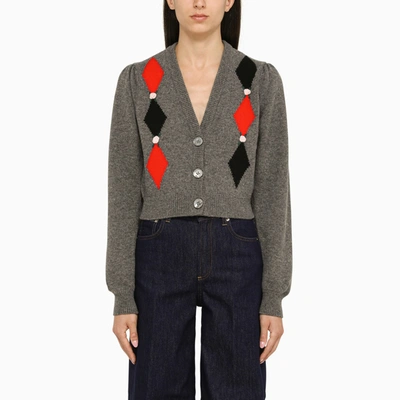 Alessandra Rich Wool Cardigan In Grey