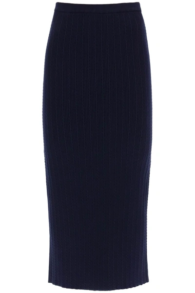 Alessandra Rich Cable-knit Pencil Skirt In Navy