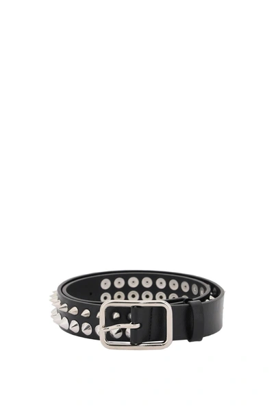 Alessandra Rich Leather Belt With Spikes In Black