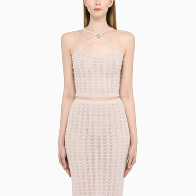 Alessandra Rich Crossover-strap Knit Midi Dress In Pink