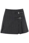 ALESSANDRA RICH ALESSANDRA RICH PINSTRIPED MINI SKIRT WITH BUCKLES