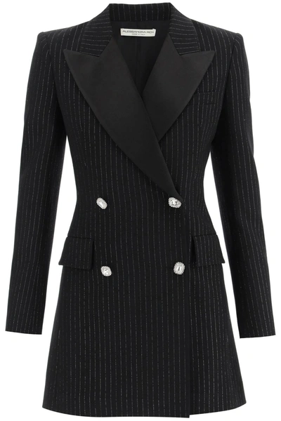 Alessandra Rich Double-breasted Pinstripe Blazer Dress In Multi