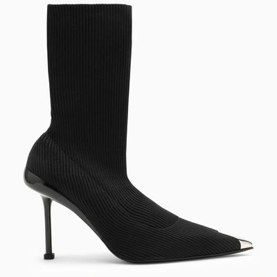 Alexander Mcqueen Slash Knit 90mm Ankle Boots In Black