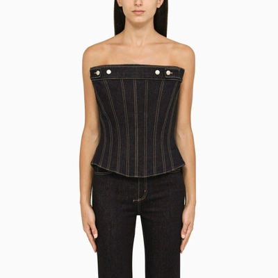 Alexander Mcqueen Peplum Strapless Denim Top