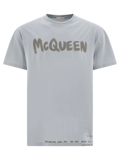 Alexander Mcqueen Logo-print Cotton T-shirt In Grey