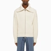 ALEXANDER MCQUEEN ALEXANDER MC QUEEN IVORY RIBBED CARDIGAN IN WOOL AND CASHMERE