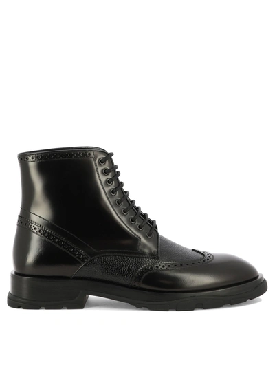 Alexander Mcqueen Leather Ankle Boot In Black