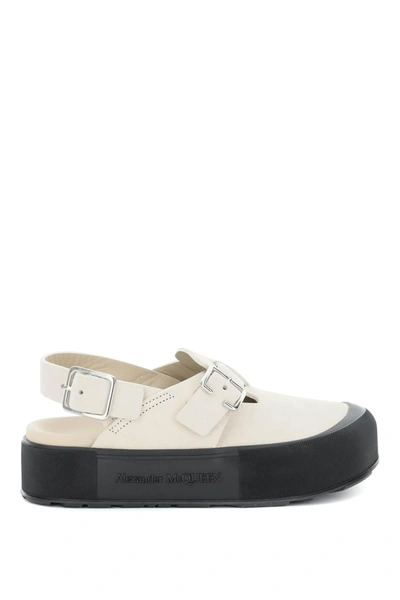 Alexander Mcqueen Black Mount Slick Sandals In Neutrals