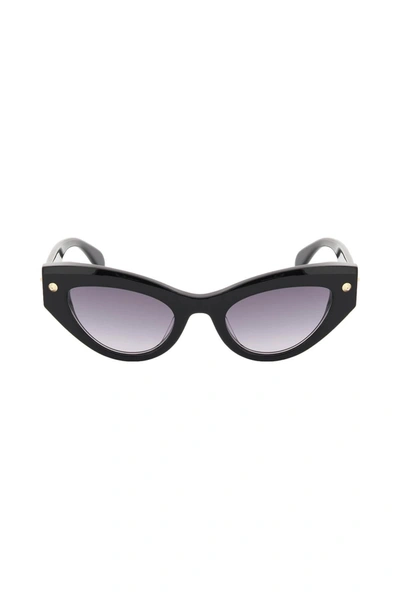 Alexander Mcqueen Spike Studs Cat-eye Sunglasses In Black