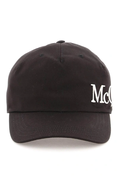 Alexander Mcqueen Baseball Hat With Oversized Logo Men In Black