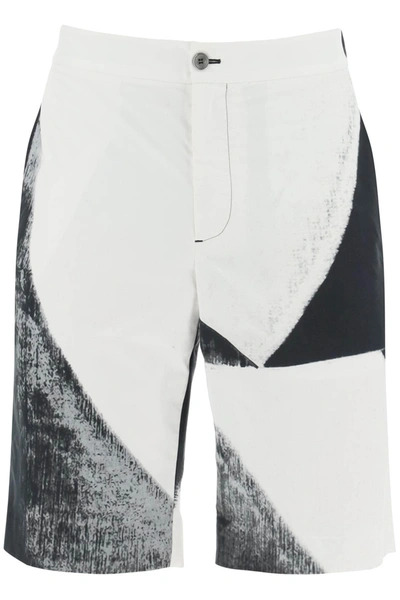 Alexander Mcqueen Abstarct-print Cotton Bermuda Shorts In Multi