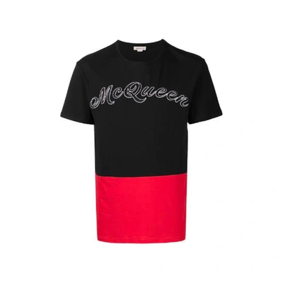 Alexander Mcqueen Cotton Logo T Shirt In Black