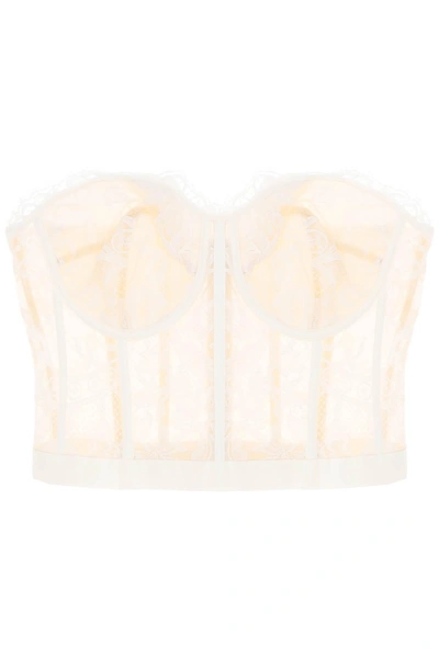 Alexander Mcqueen Cropped Bustier Top In Lace In White