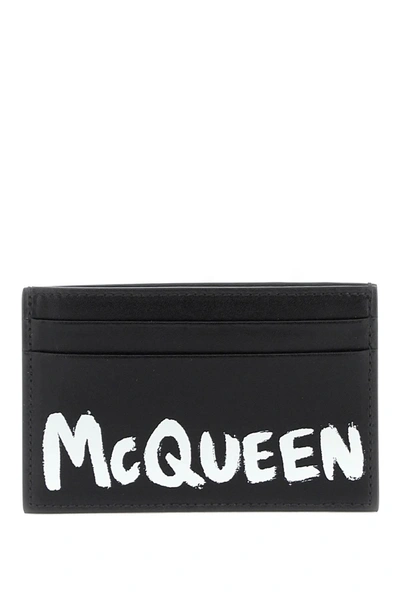 Alexander Mcqueen Graffiti Cardholder In Black