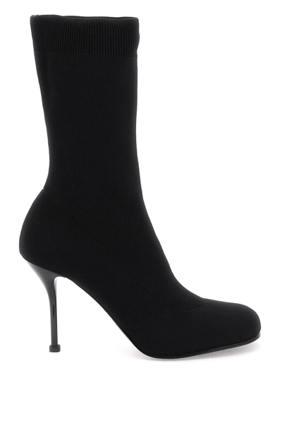 Alexander Mcqueen Knitted Ankle Boots Women In Black