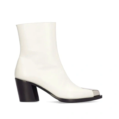 Alexander Mcqueen Leather Cowboy Punk Boots In White