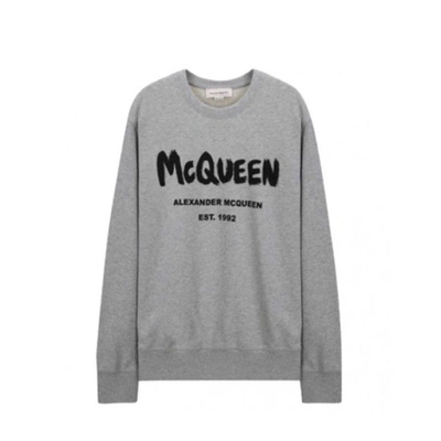 Alexander Mcqueen Logo Printed Drop-shoulder Sweatshirt In Gray