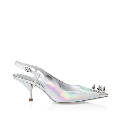 Alexander Mcqueen Punkstud Leather Pumps In Silver