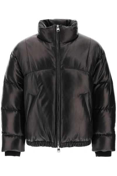 Alexander Mcqueen Quilted Leather Puffer Jacket In Black