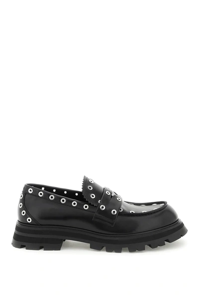 Alexander Mcqueen Eyelet-detail Chunky Loafers In Black