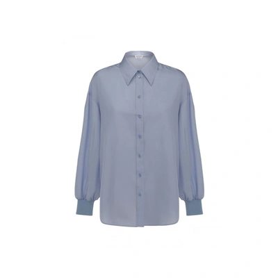 Alexander Mcqueen Silk Shirt In Blue