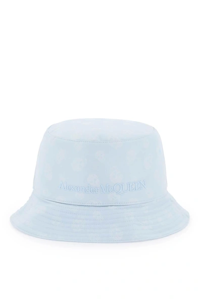Alexander Mcqueen Skull Bucket Hat In Light Blue
